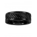 Black Tungsten Carbide Gear Design Center Wedding Band - Mens Ring